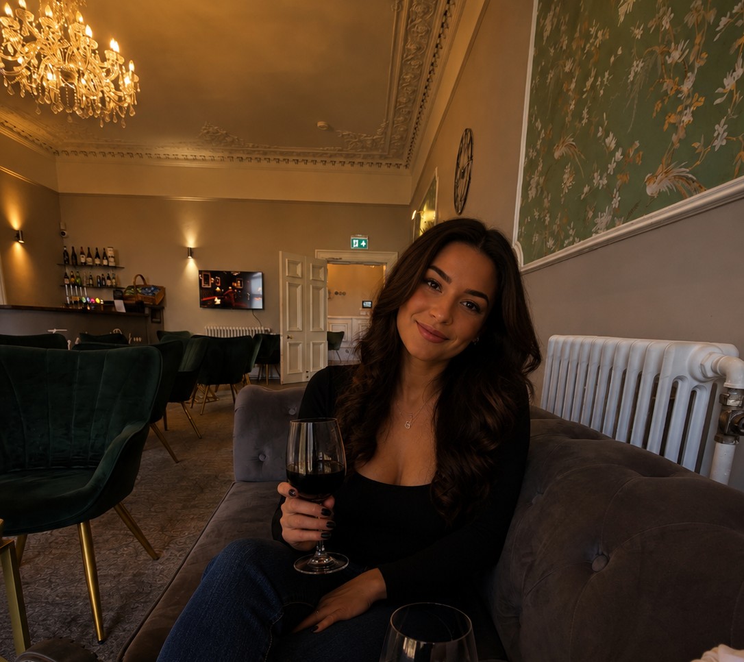 Aimee at a bar